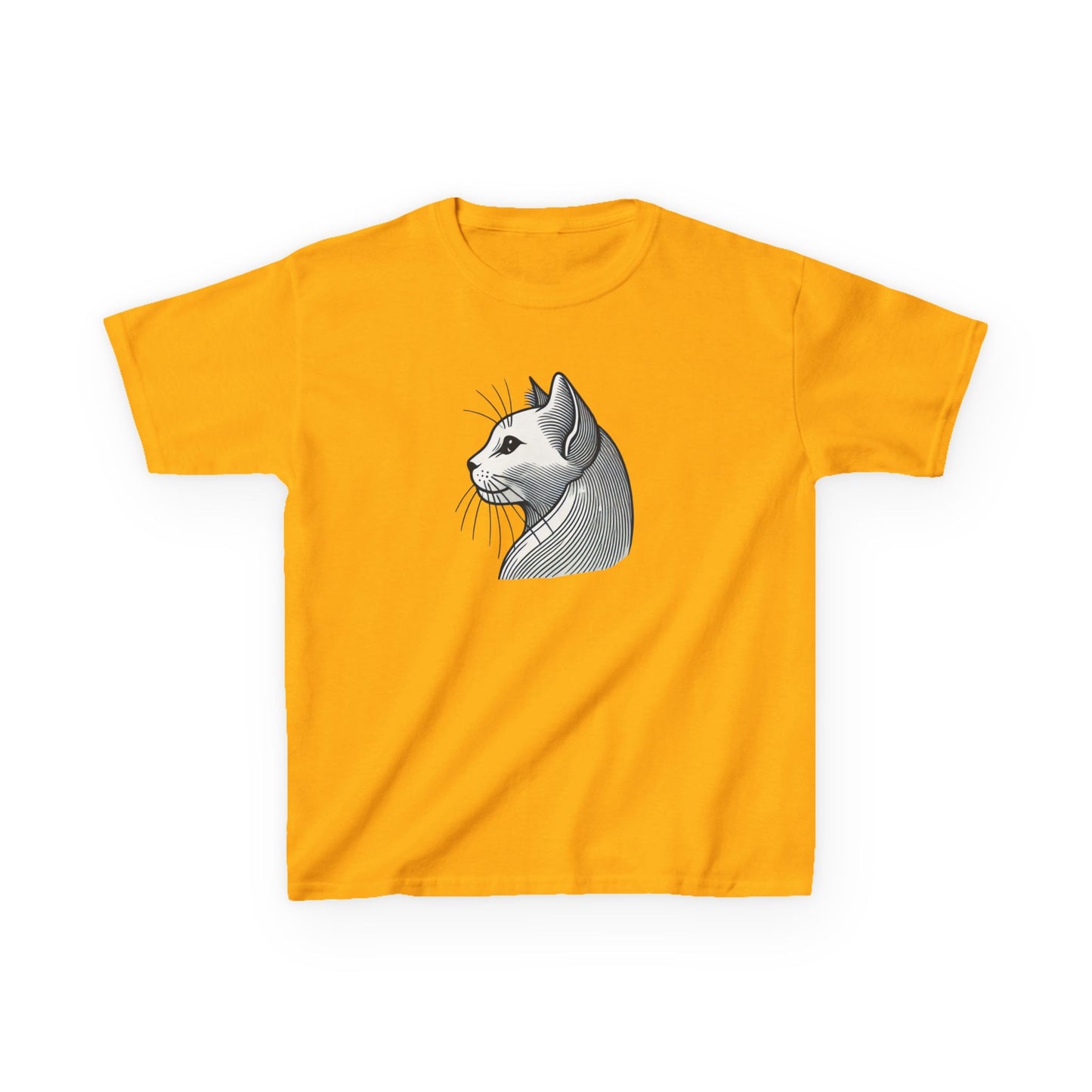 Elegant Feline Line Art T-Shirt