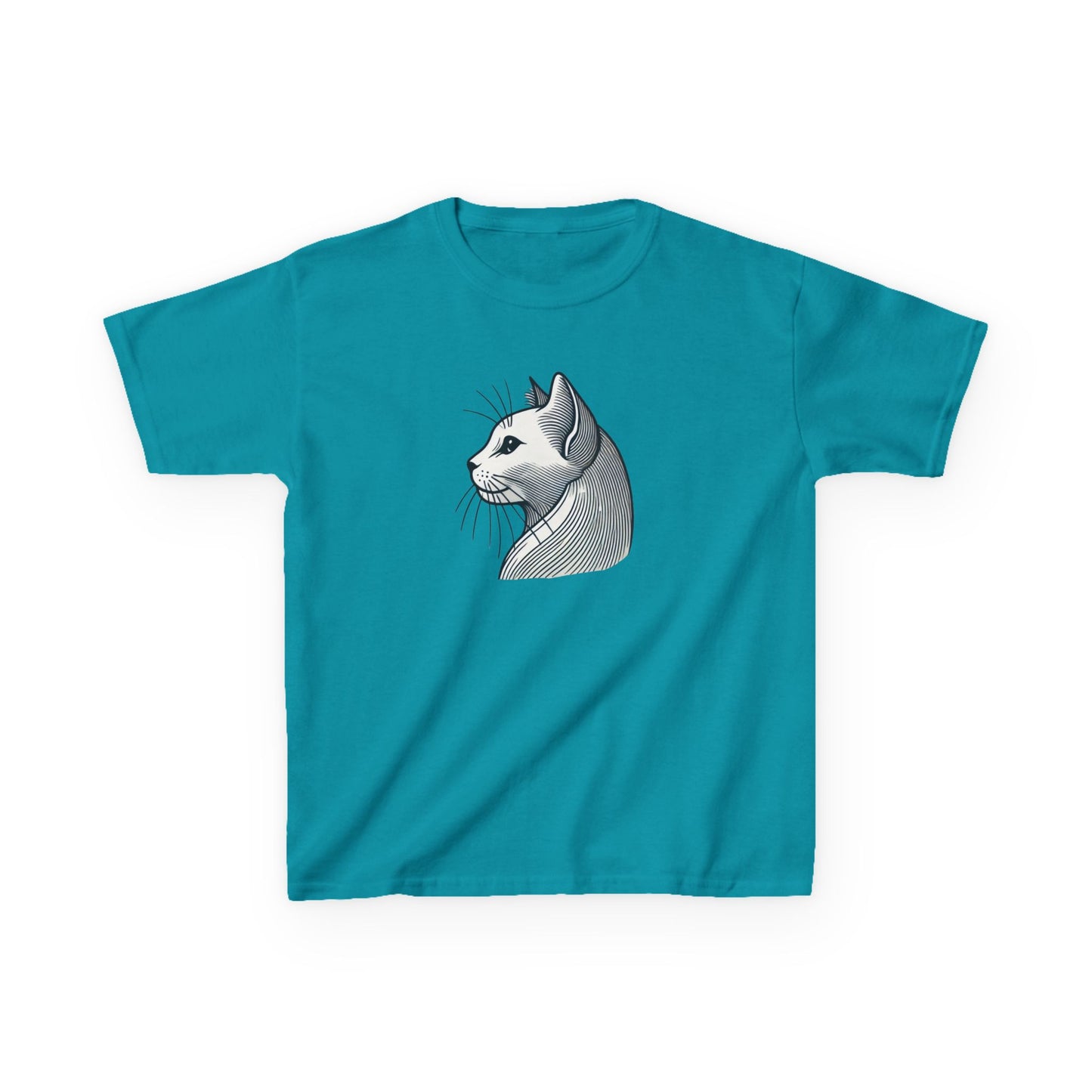 Elegant Feline Line Art T-Shirt